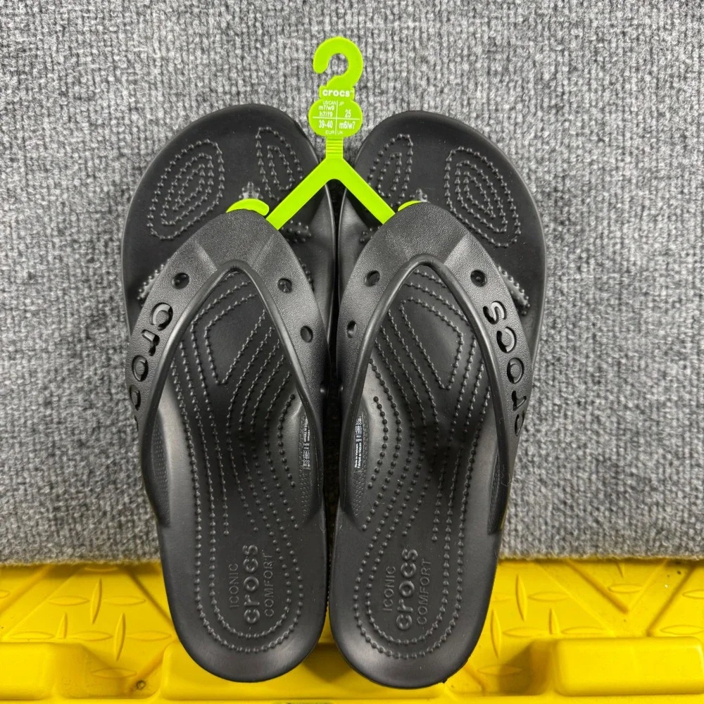 Crocs Baya II Flip Black Sandals Mens 7 Womens 9 Thong 208192-001 New NWT